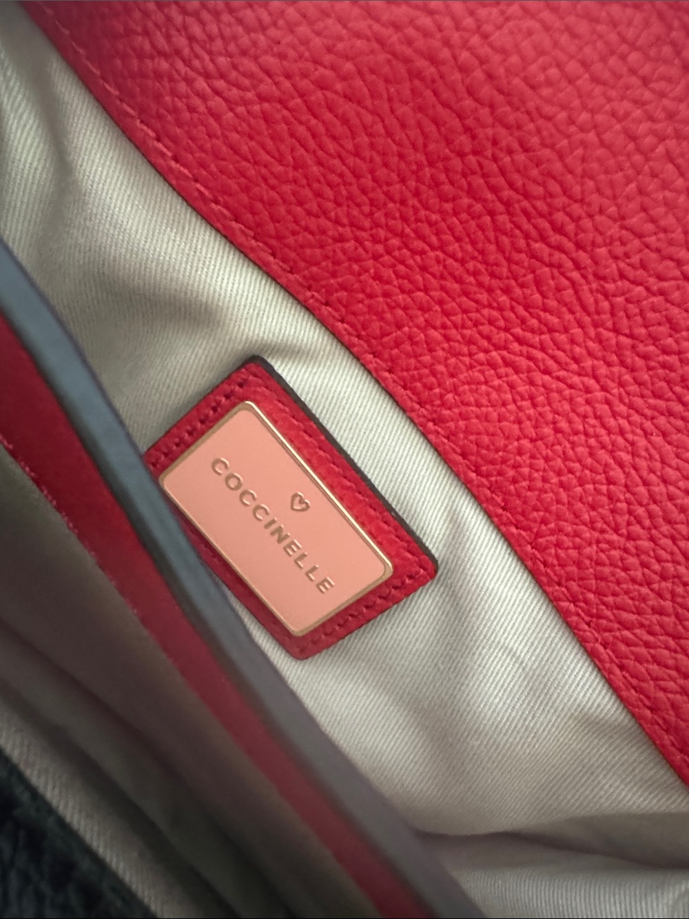 Coccinelle Ambrine Bag Red Leather Rattan with Shoulder Strap and Scarf - Picture 10 of 16